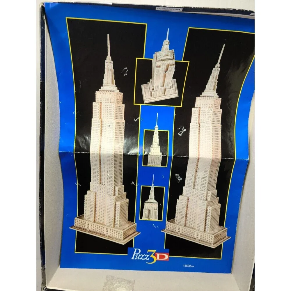 Rare Vintage MB Puzz 3D Empire State Building 902 Piece Jigsaw Puzzle